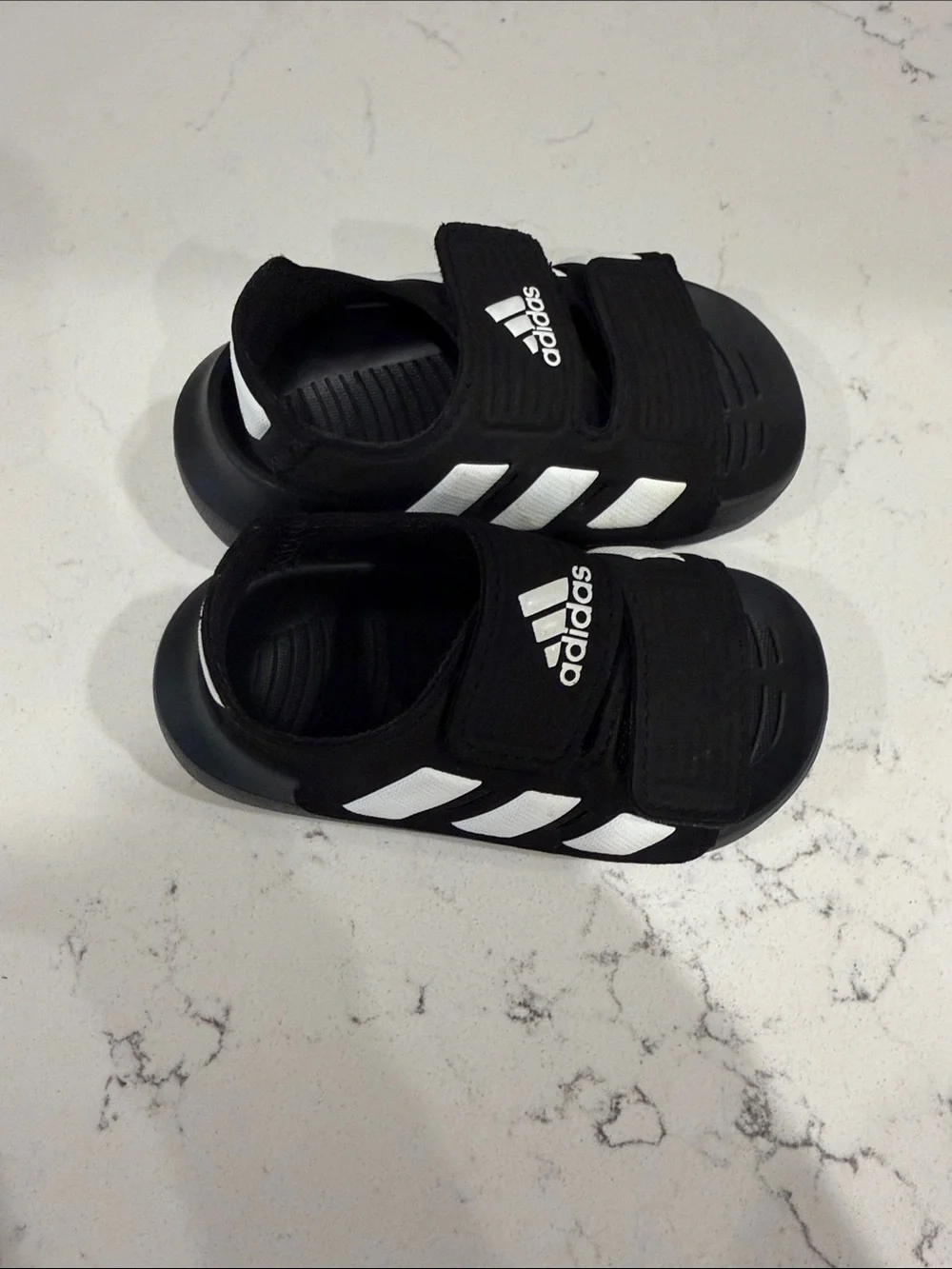 adidas Kids Black and White Velcro Athletic Sandals